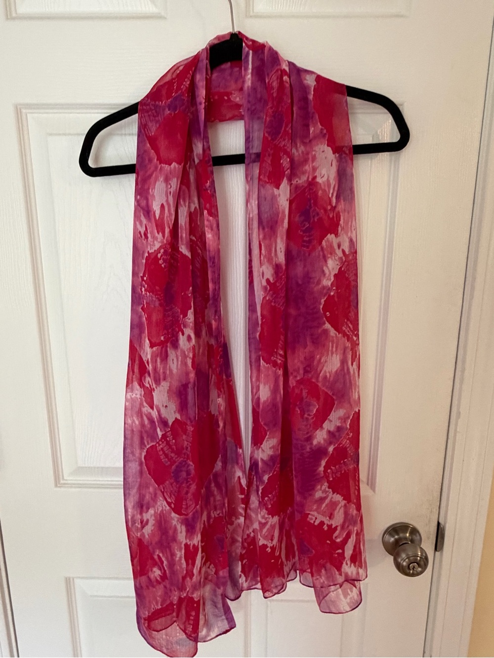 Vibrant Pink Floral Sheer Wrap Scarf